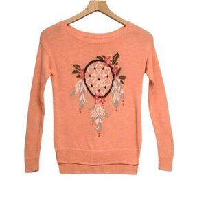 Hollister Sweater Womens XS Peach Dreamcatcher Split Hem Long Sleeve  Ca…